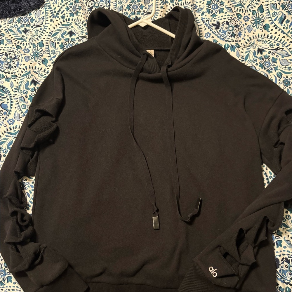 ALO Yoga Black Hoodie with cutout arms!